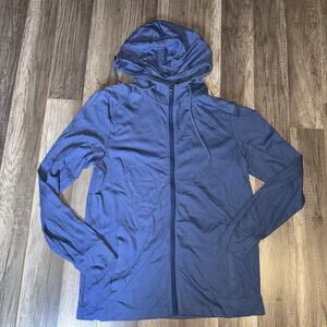 Calvin Klein Men’s Body Fit Zip Up Hoodie Blue Size M Lightweight CK Logo NWOT